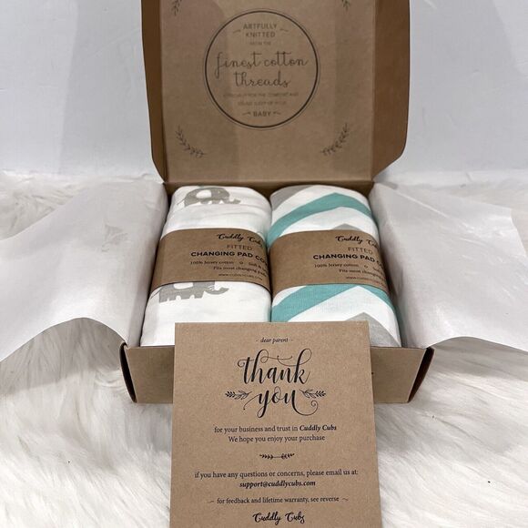 Cuddly Cubs Changing Pad Fitted Covers - 2 Pack - Snuggly Soft Plush Cotton - Picture 3 of 12